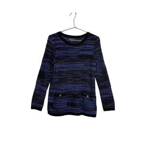 Jones New York Black With Blue Accents Long Sleeve Women's Sweater - Size M